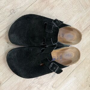 Birkenstock Soft Bed Black Suede Mules - Size 39 US 8